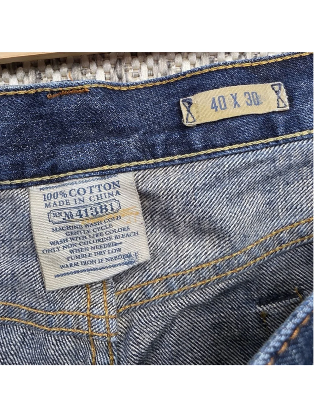 Polo Ralph Lauren Jeans Mens 40x30 Blue 100% Cotton Denim Distressed Y2K